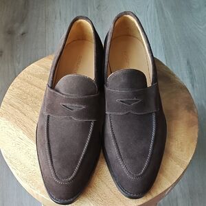 Brown Suede Penny Loafers